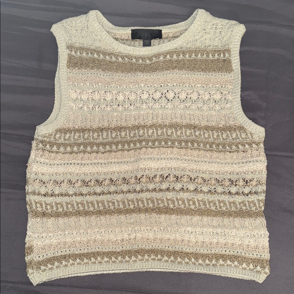 Zara Green Sleeveless Knit Sweater Vest